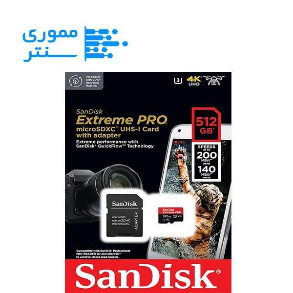 تصویر بسته بندی کارت حافظه MicroSDXC سن دیسک مدل Extreme Pro سرعت 200MB/s ظرفیت 512GB