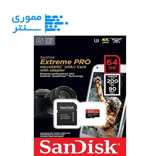 تصویر بسته بندی کارت حافظه MicroSDXC سن دیسک مدل Extreme Pro سرعت 200MB/s ظرفیت 64GB