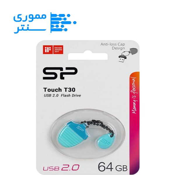 فلش مموری سیلیکون پاور مدل Touch T30 USB 2.0 ظرفیت 64 گیگابایت رنگ آبی