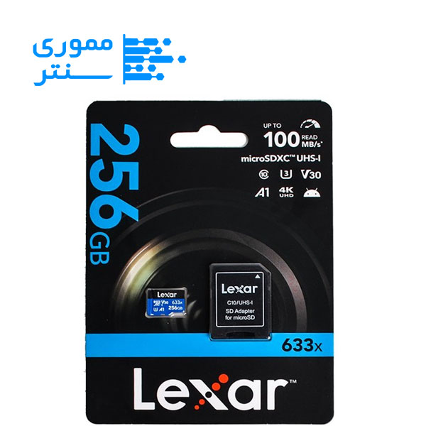 کارت حافظه microSDXC لکسار 256 گیگ مدل 633X سرعت 100MB/s