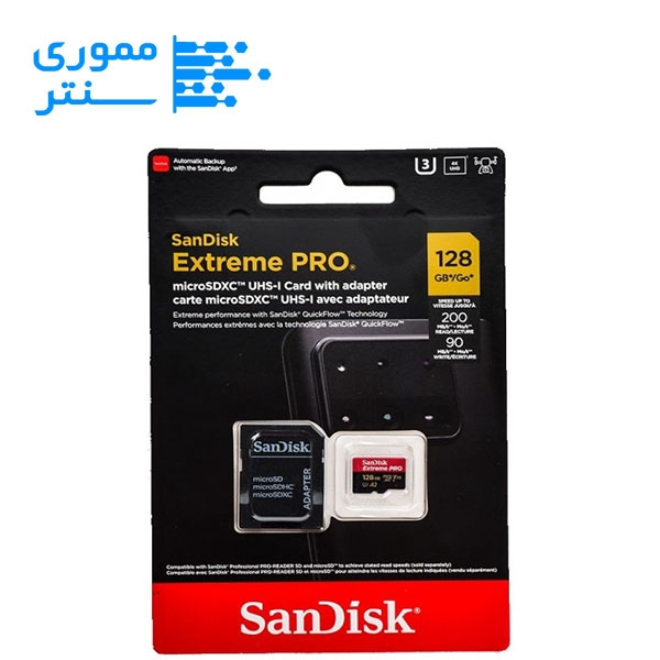 کارت حافظه MicroSDXC سن دیسک مدل Extreme Pro سرعت 200MB/s ظرفیت 128GB
