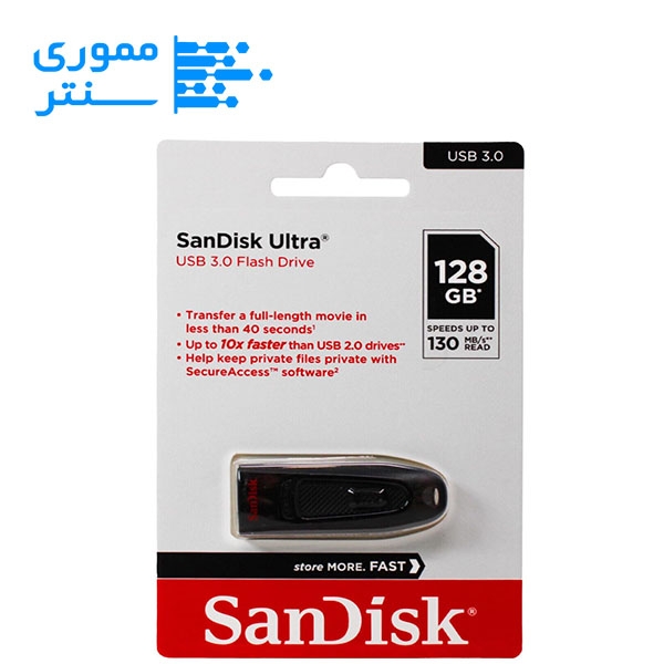 فلش مموری سن دیسک USB 3.0 مدل Ultra CZ48 ظرفیت 128 گیگابایت